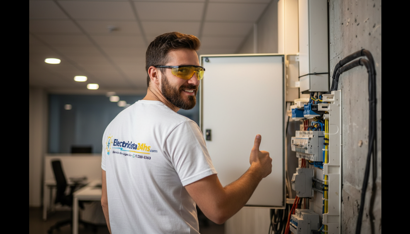 Electricista profesional trabajando